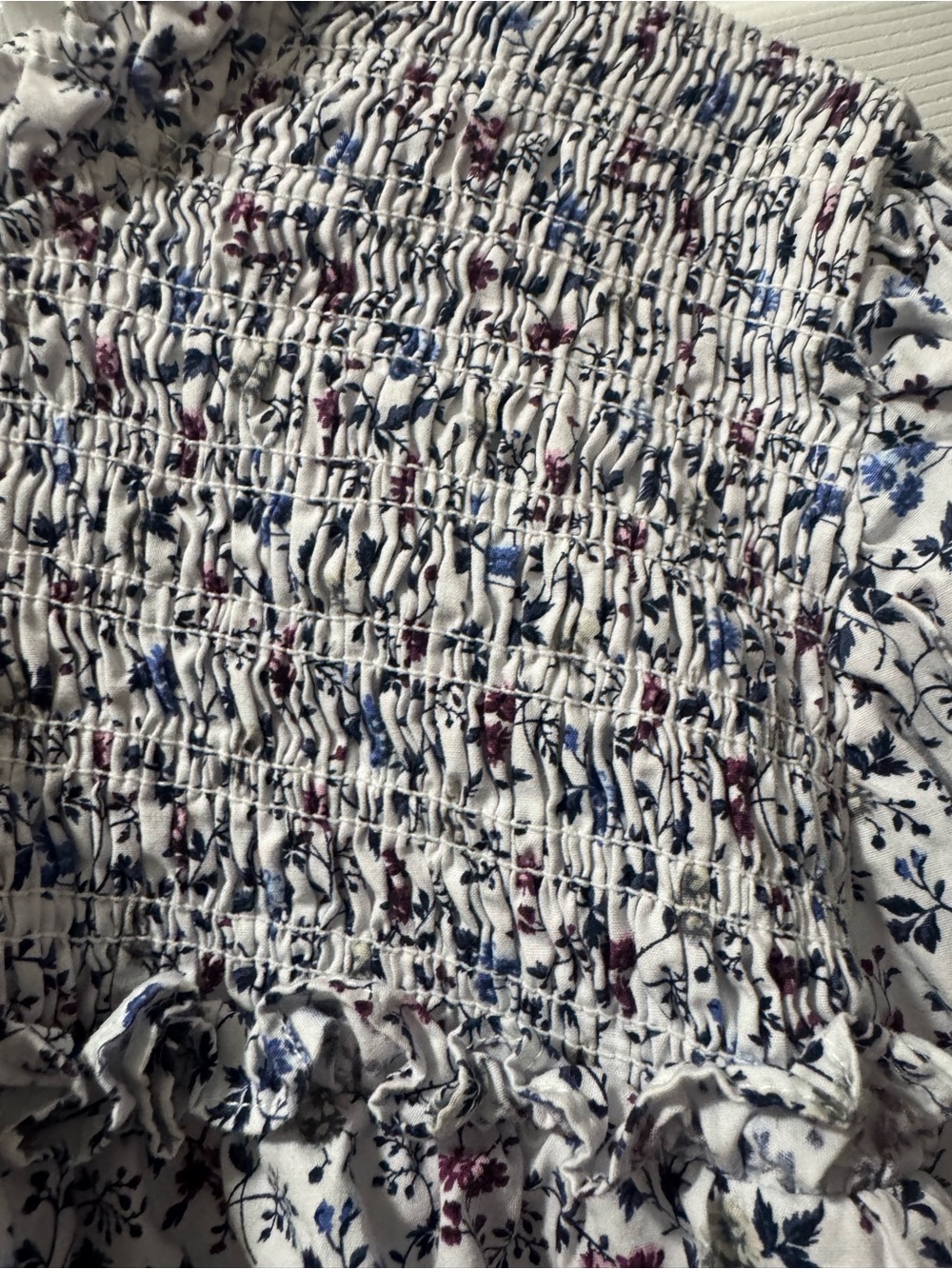 English Factory White Floral Smocked Peasant Top - Picture 4 of 6